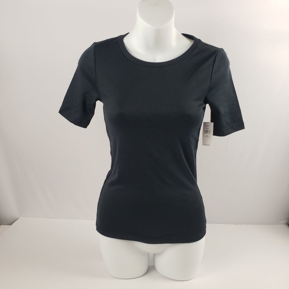 Gap XS Petite Modern T-Shirt Black NWT Womens Stretchy Cotton Spandex Top